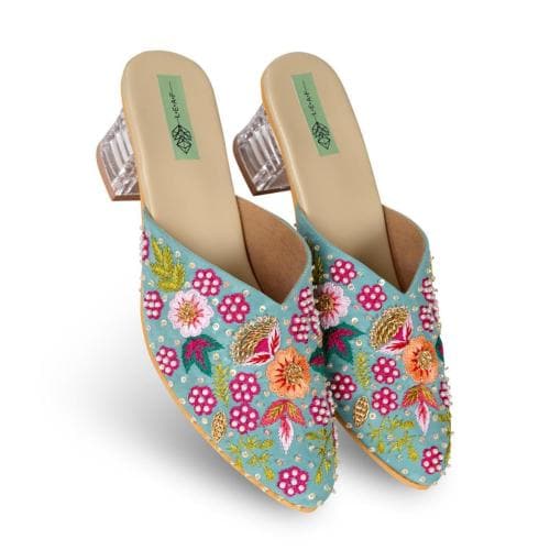 LEAF Premium Quality Handmade Women Punjabi Jutti - 8 Uk (Blue)