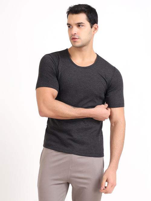 FREECULTR Men's Half Sleeves Thermal Vest | Antibacterial, Skin Friendly with Pure Cotton Blazetech Heat Retention | Slim Fit