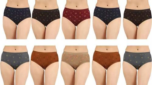 Cavenders Multicolor Printed Cotton Blend Pack of 10 Womens Hipster Panties