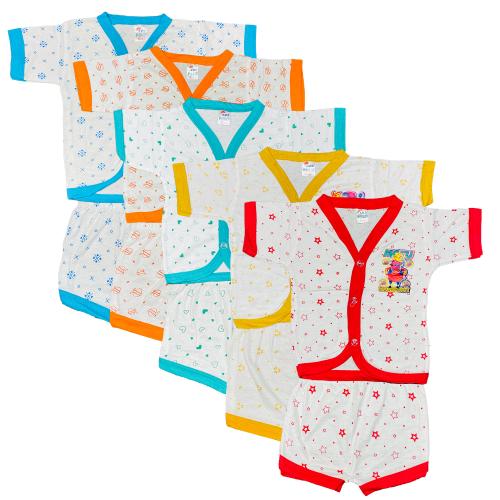 Peerless Wear Newborn Baby Dress Combo Pack of 5 Pure Cotton White Half Sleeve 0-3 Months