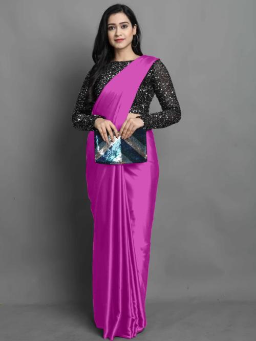 IrisTheStudio Women Pink Pure Silk Solid, Plain Banarasi Saree