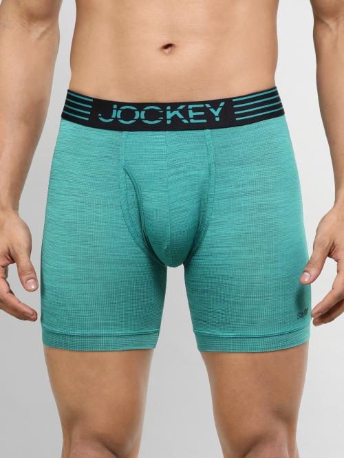 jockey Men Ocean Depth Solid Nylon Blend Boxer Briefs