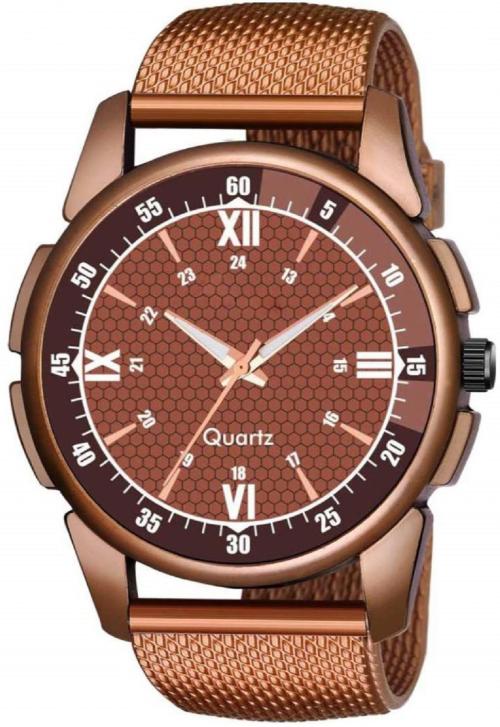 Blue Pearl Analog Brown Dial Brown Strap Sports Designer Watch For Men And Boys