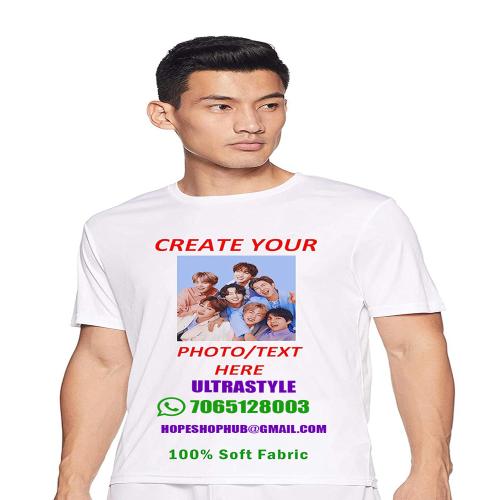 ULTRASTYLE Men's Personalized Custom Photo, Text, Logo Print Round Neck T-Shirt - Ideal for Gifting & Office Staff - Your Customized Design, Photo, Image, Text, Name, Logo, etc