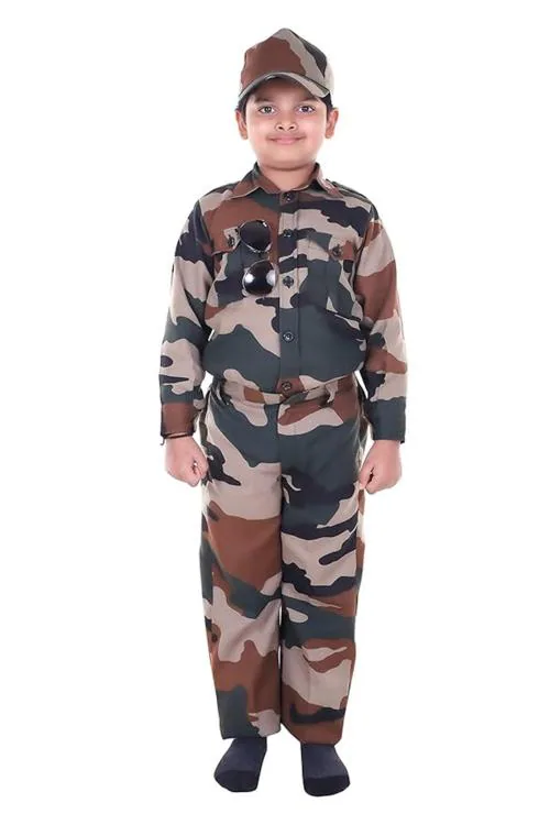 Buy RAJ FANCY DRESSES Army Dress for Kids, Indian Military Soldier, New Army 3 Pcs (Adults ...