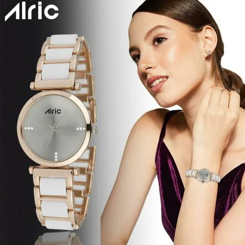 ALRIC Rose Gold Analog Silver Dial Rose Gold Strap Watch for Women & Girls