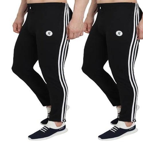 REDLUV Trackpants Lower Gym & Sports for Men's Poly Cotton Regular Fit Track Pants 3 Side Line with Two Pockets and Unique Design for Maximum Style & Comfort Everyday Use Lowers for Men Pack of 2