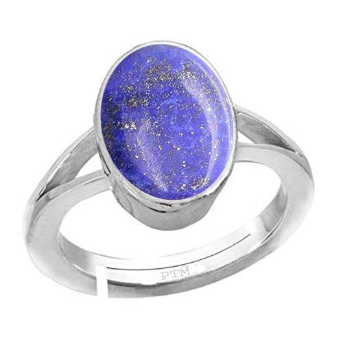 Ptm Natural Lapis Lazuli 9.5 Carat Gemstone Pure Sterling Silver Adjustable Ring