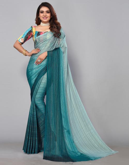 Siril Georgette Blue Color Saree with Blouse piece | sarees for Women| saree | sarees