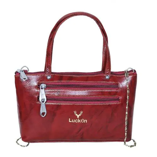LuckOn Maroon Leather Clutch Bag R28