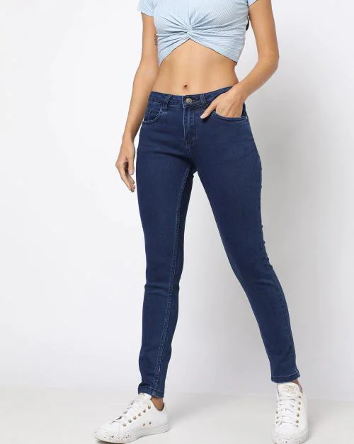 Villain Stretchable Skinny Fit Jeans for Women Blue