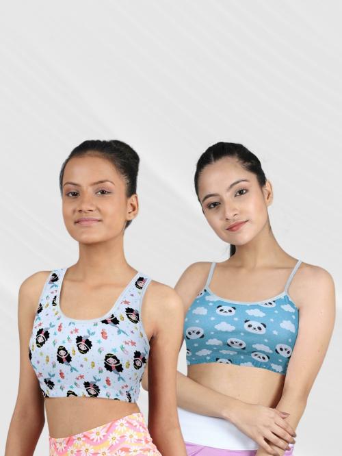 Dchica Set of 2 Double Layer Beginner & Sports Bra For 8 to 14 Year Olds