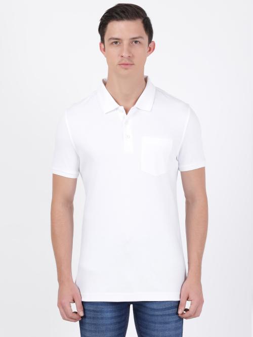 Jockey 3913 Men's White Solid Polycotton Polo T-shirt