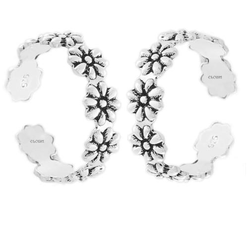 Buy ELOISH Sterling Silver Pair of Beautiful Flower Design Toe Rings