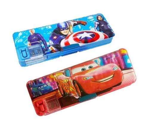 Jellify Pencil Box or Geometry, with Sharpener, Double Sided Stationary Box for Girls & Boys Art Plastic Pencil Box