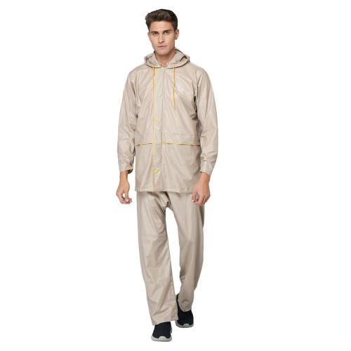 The Clownfish Light Brown Pvc Set Of Top And Bottom Rain Coat ()