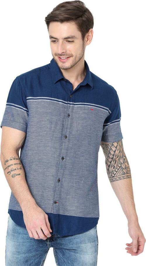 Mufti Half Sleeve Cotton Linen Plain Casual Shirt