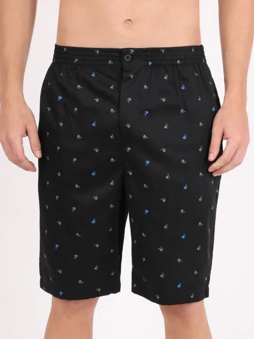 jockey Men Black Assorted All Over Print Cotton Bermuda Shorts
