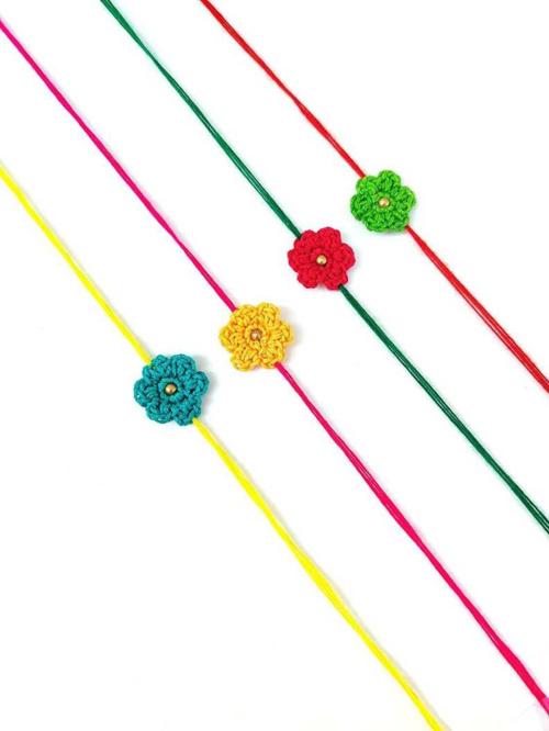 Buy Prapti Handicrafts Multicolor Crochet Rakhi set of 4 Online at Best ...