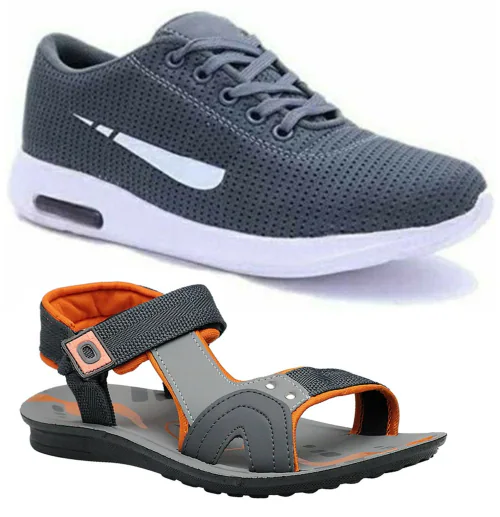 Genial Men's Combo Pack of Shoes & Sandals (Orange)