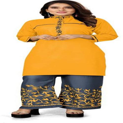 PROMZA FASHIONYellow Colour Kurta and Pant Set For Women