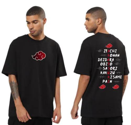 Anime t Shirt for Men Oversized fit Naruto t Shirts Round Neck Pain Akatsuki Tshirt Black Half Sleeves Pure Cotton