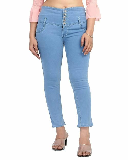 Cheenu Garments Women Regular Mid Rise Light Blue Jeans