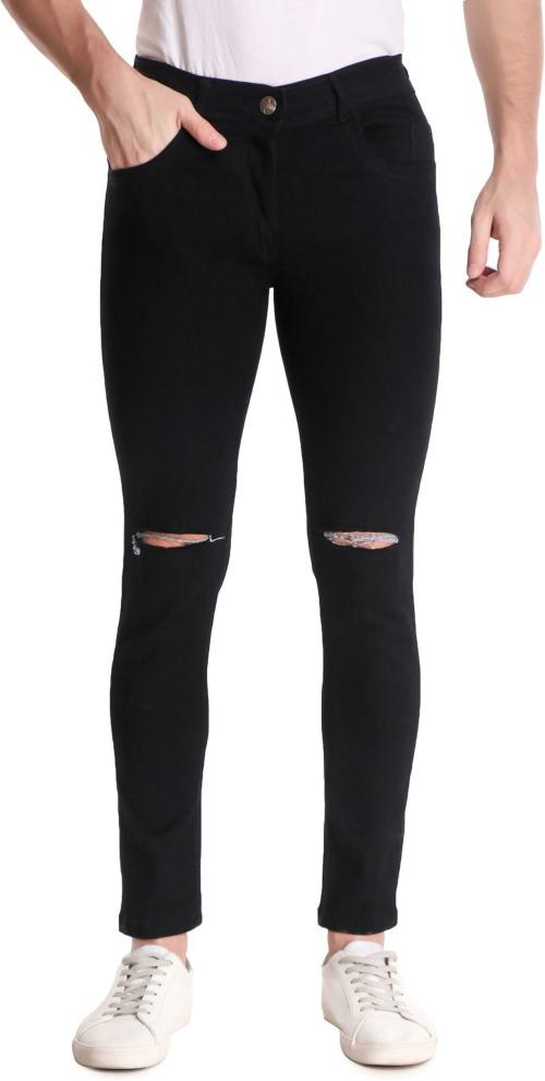 VYESH Men Black Solid Denim Straight Jeans (28)