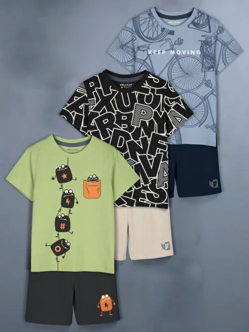 HELLCAT Girls Western Wear Clothing Set with Top & Shorts - Pack 3