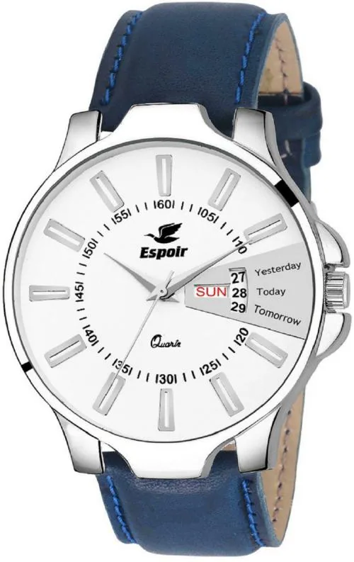 Espoir Men White Dial Blue Strap Analog Watch