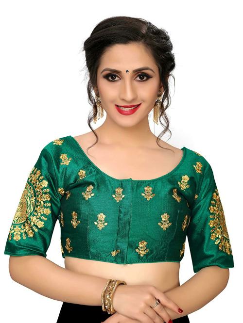Amrutam Fab Women Green Silk Blouse