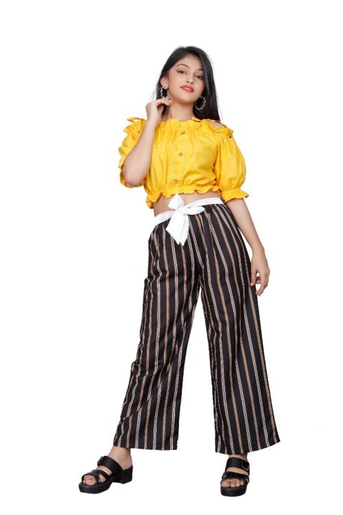 Vroxa Girls Designer Crop Top and Plazzo Set (LINING) 12-13 year