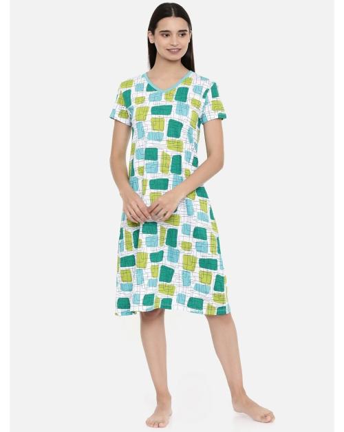 Zebu Trendy Cotton Nightdress Blue Pack Of One