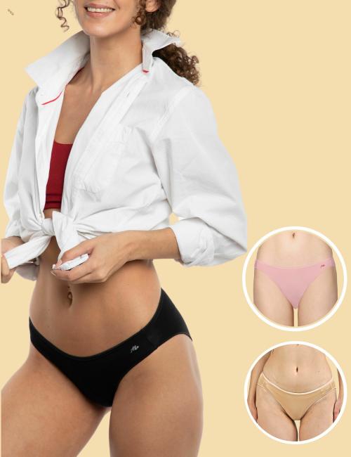 AshleyandAlvis Anti Bacterial, Bamboo MicroModal, Premium Panty, Women Bikini brief, No Itching, 3X Moisture Wicking Daily use Underwear, , (Color-BLACK-PINK-NUDE) (Size-L) (PACK OF 3)