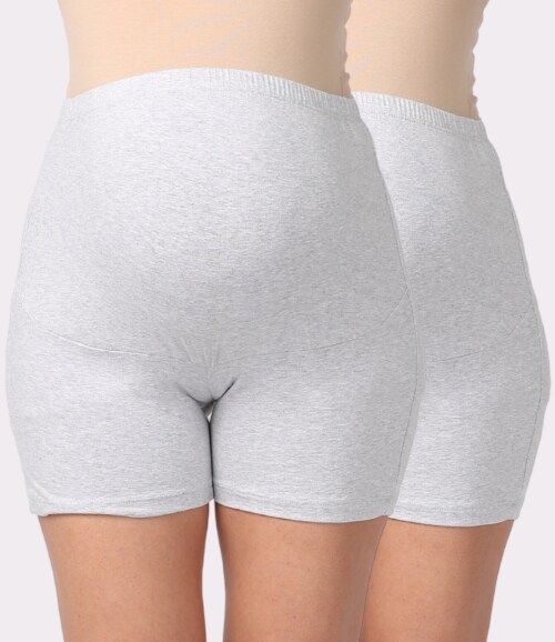 Morph Maternity | Undershorts Women For Dress | Pregnancy Panties For Women | Shorts Style | Prevents Inner Thigh Chafing Caused By Weight Gain | Soft & Stretchy Cotton | Pack Of 2 | Grey & Grey | XXL