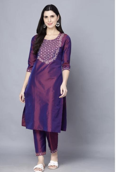 Ranak Creation's Art Silk Embroidered Kurta Pant Set