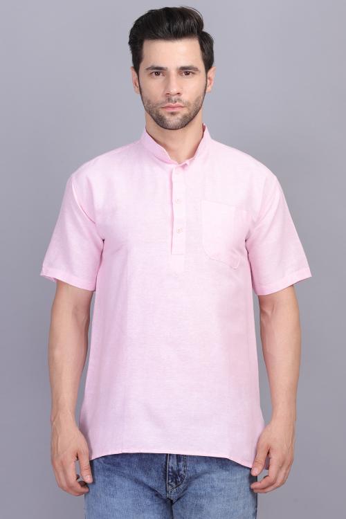 AXOLOTL Premium Cotton Blend Mandarin Collar Men Short Kurta