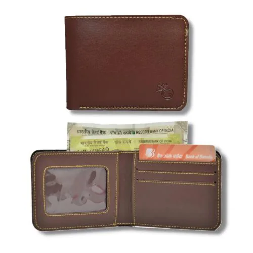 Giftana Vegan Leather Wallet for Men, Gift for Men, Mens Card Holder Gift for Husband, Boyfriend, Father, Brother or Son on Birthdays or Special Occasions, Mens Wallet, Travel Wallet (Brown)