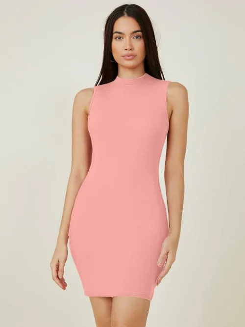 Aahwan Women Pink Solid Bodycon Dress