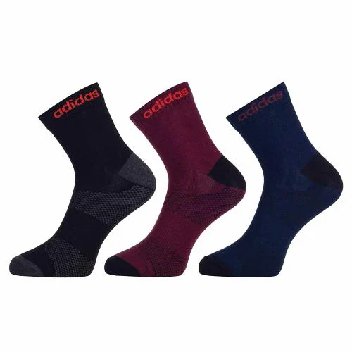 Adidas Men's Ankle Length Cotton, Polyester, Nylon, Elastane Socks (Pack Of 3 Pairs) (AD-0627-FS0613_Black, Dark Red, Col. Navy)