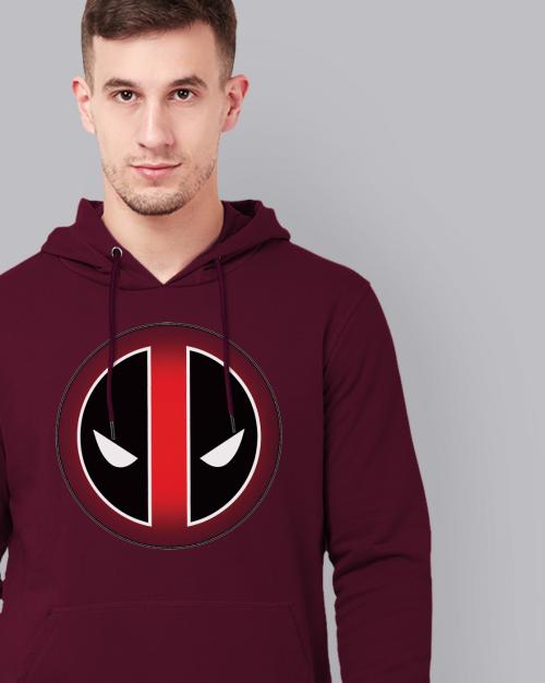 Free Authority Deadpool Printed Red Hoodie For Men