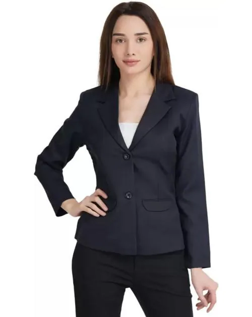Mans Fab Solid Single Breasted Formal Women Blazer ( Black - XL )
