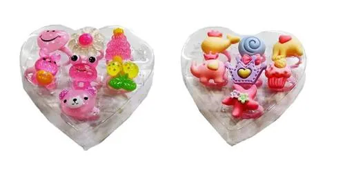 Jellify Adjustable Ring Set (Set of 14) Plastic Cartoon Pretend Play Toy Fancy Rings Jewelry Rings for age 3-10 yrs Girls Birthday Gifts