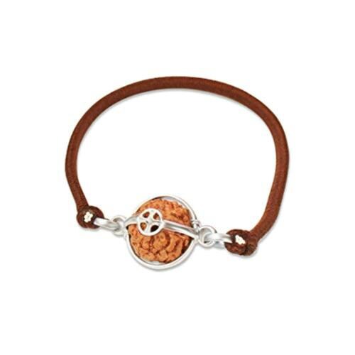 Rudra Centre Six Mukhi Rudraksha Bracelet in Silver Basket with Elastic