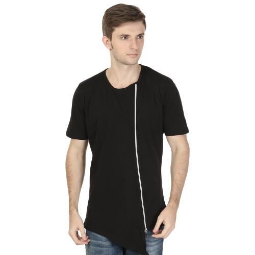 Black Collection Mens Round Neck Zipper T Shirt - BCSF0005_Black_M