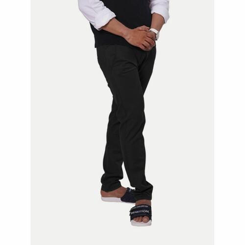 Rad Prix Mens Black Solid Chinos Trousers