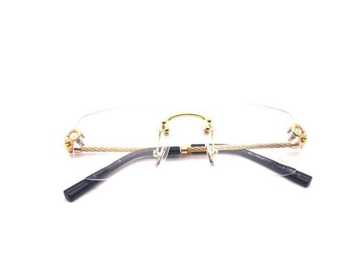 Rsinc Golden and Black Metal Rimless Spectacle Frame