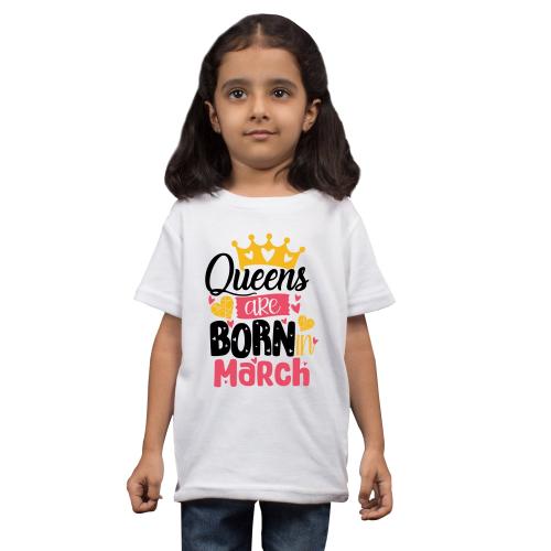 LIMIT Fashion Store - Queens Are Born In Months Kids T-SHIRT (March) (9-10 Years) (Girls)
