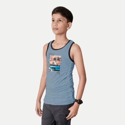 Rad Prix Teen Boys Blue Printed Tank Top