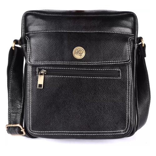 AYPIO DIER Genuine Leather Sling Bag for Men & Women | Black | Side / Cross-body / Shoulder Bags | Unisex Design